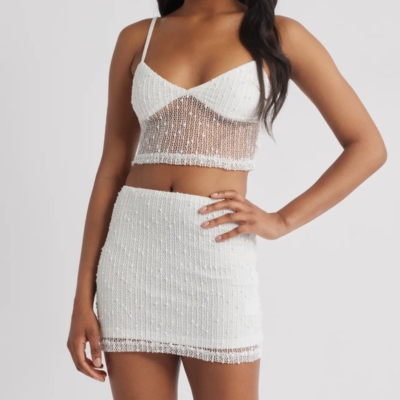Princess Polly Aarti Openwork Camisole & Skirt Set - Size 4 - Picture 1 of 3